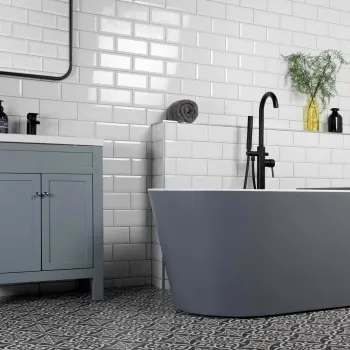 Metro White Wall Tiles Bathroom Roomset