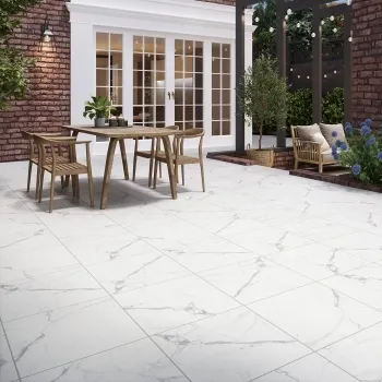 Calacatta White Marble Effect Matt Porcelain Outdoor Slab Tile