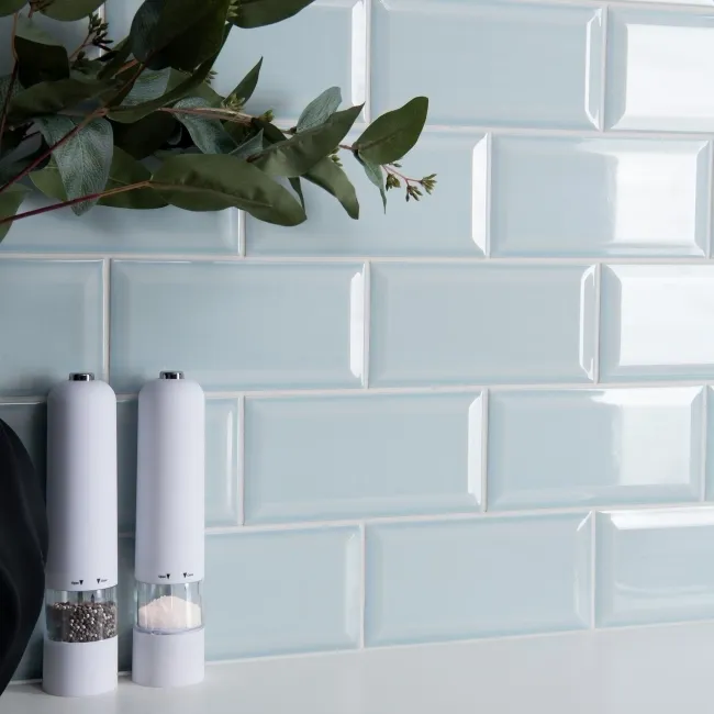 Metro Retro Bevelled Baby Blue Gloss Wall Tile