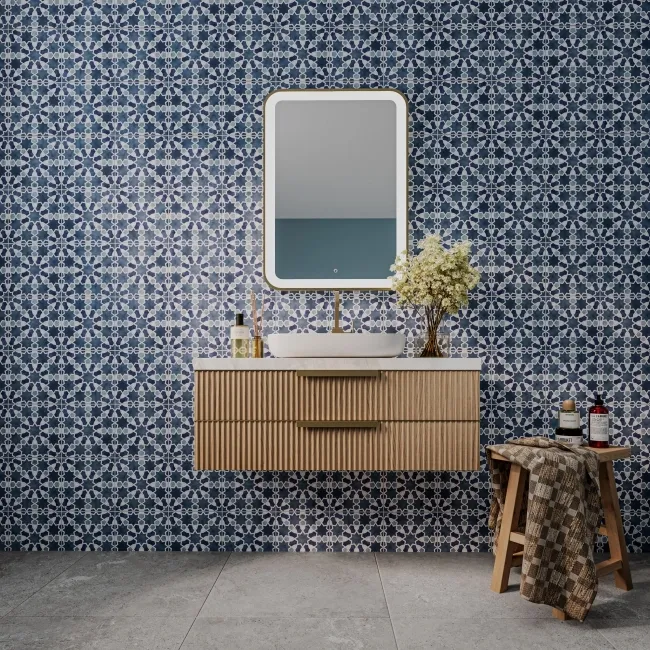 Agadir Blue Pattern Matt Ceramic Floor Tile