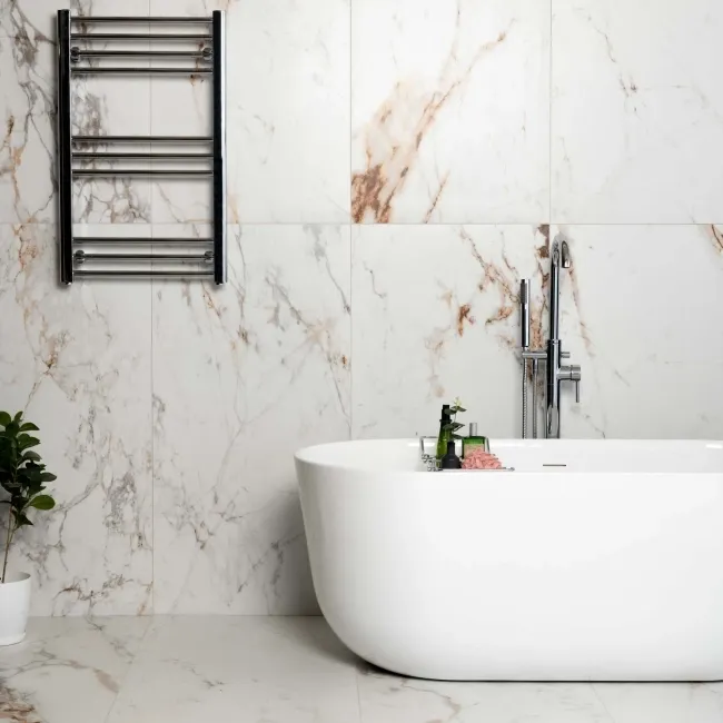 Barnaby White Marble Effect Large Matt Porcelain Wall and Floor Tile