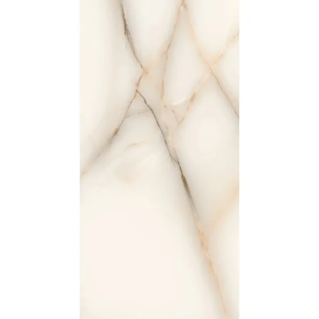 Classic Cream Onyx Marble Effect Polished Porcelain Tile