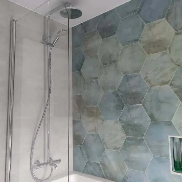 Oasis Aquamarine Hexagon Matt Porcelain Wall and Floor Tile