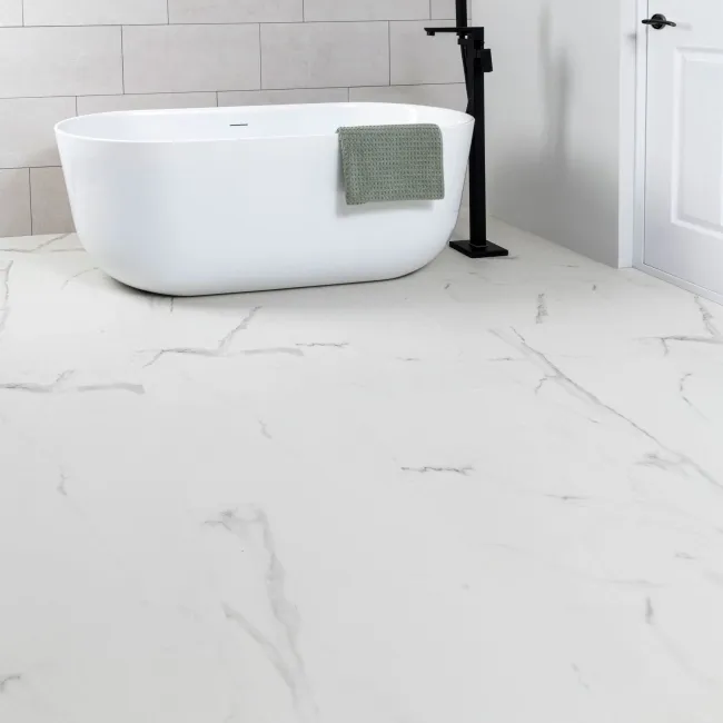 Crystal White Marble Tile Luxury Click Vinyl Flooring 6mm
