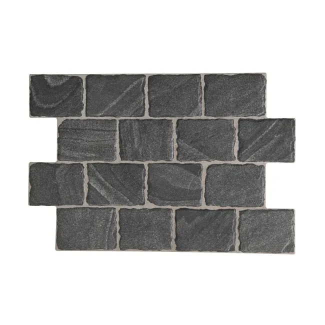 Esla Black Cobblestone Effect Matt Porcelain Wall Tile