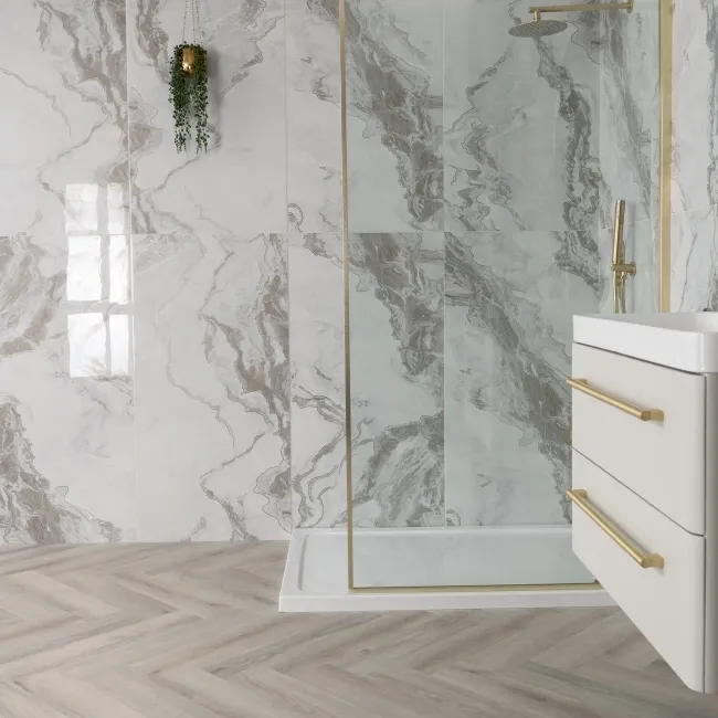Fenndi Gold Marble Effect Polished Porcelain Tile