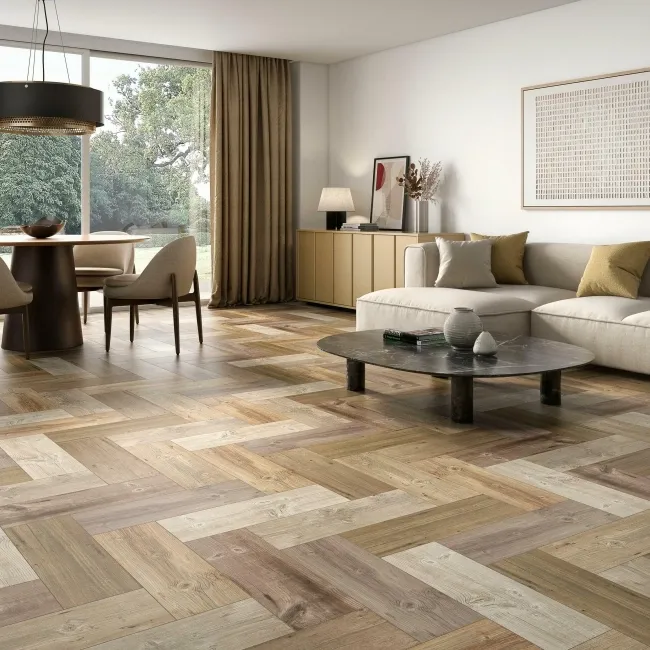 Foresta Beige Mixed Wood Effect Matt Ceramic Floor Tile