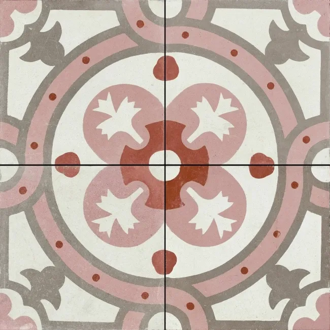 Granada Pink Victorian Patterned  Matt Ceramic Floor Tile