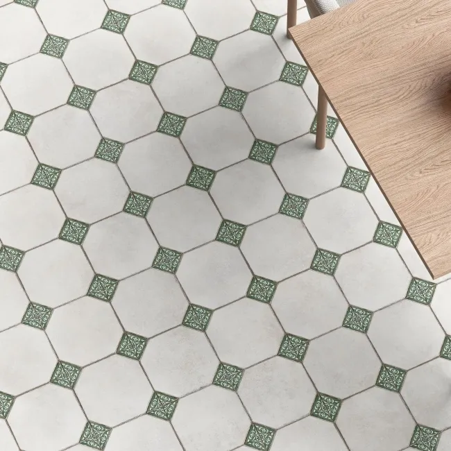 Leeds Green Patterned Matt Porcelain Floor Tile