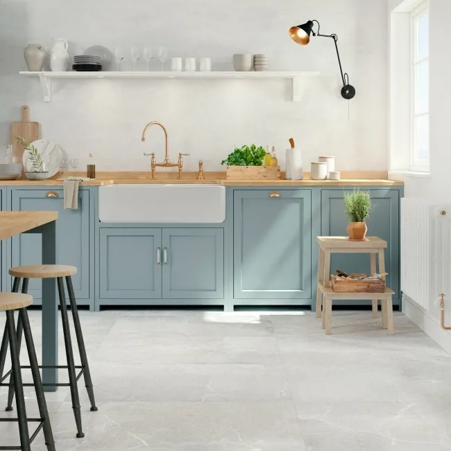 Lucca White Anti Slip Matt Stone Effect Porcelain Wall and Floor Tile