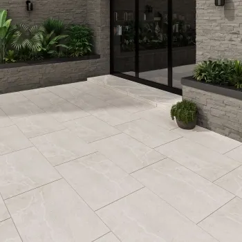 Kansas Beige Marble Effect Matt Porcelain Large Outdoor Slab Tile