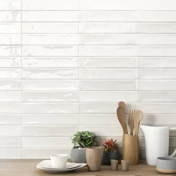 Piacenza Mix White Wall Tile 50x250 Kitchen Roomset