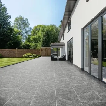 Pietra Grey Stone Effect Large Outdoor Porcelain Slab Tile