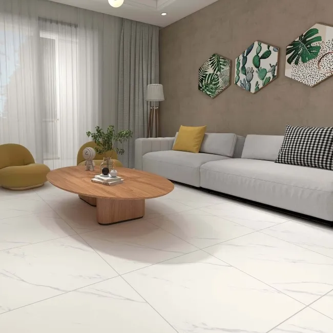 Alaskan Calacatta White Marble Effect Matt Porcelain Floor Tile