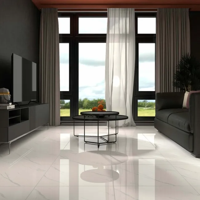 Alaskan Calacatta White Marble Effect Polished Porcelain Floor Tile