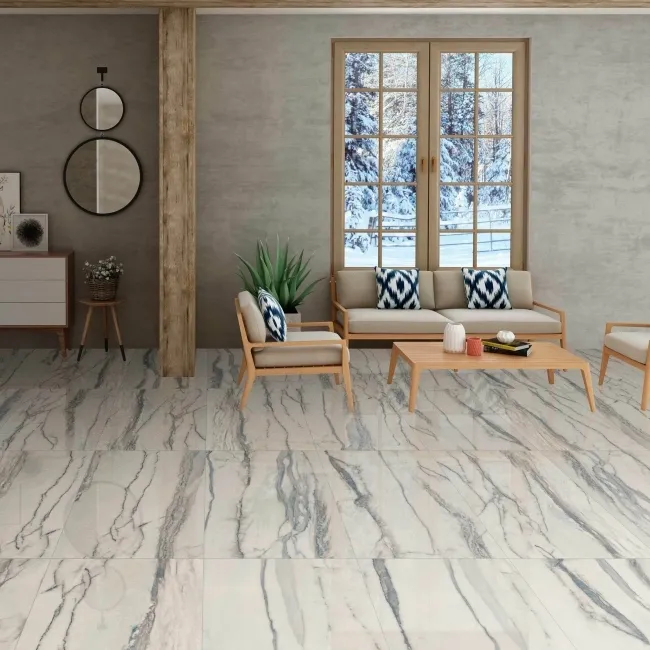 Amazonas Blue Marble Effect Semi Polished Porcelain Tile