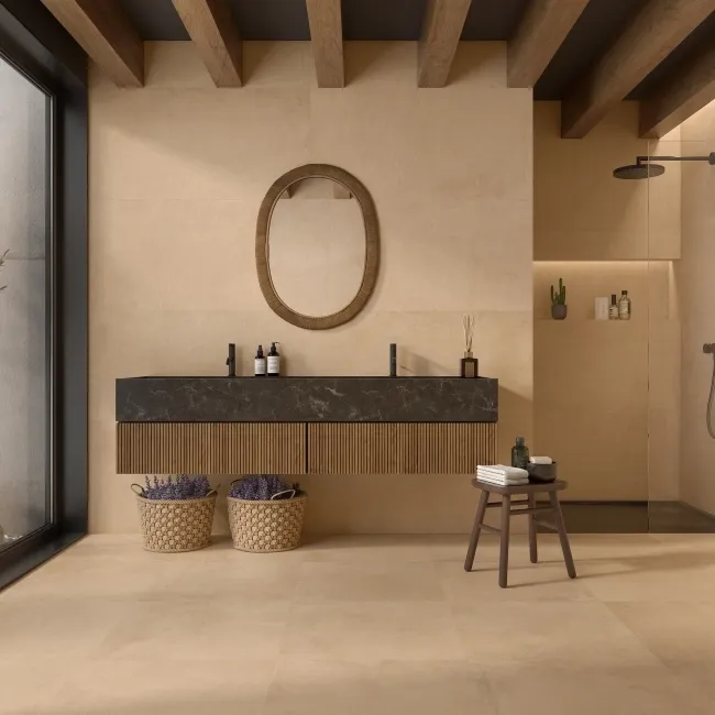 Terracotta Light Ivory Concrete Effect Matt Porcelain Tile