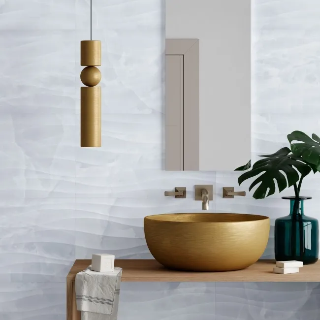 Garner Blue Decor Onyx Marble Effect Gloss Ceramic Wall Tile