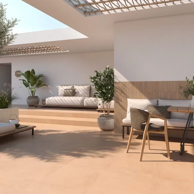 Terracotta Dark Ivory Concrete Effect Matt Anti Slip Porcelain Tile