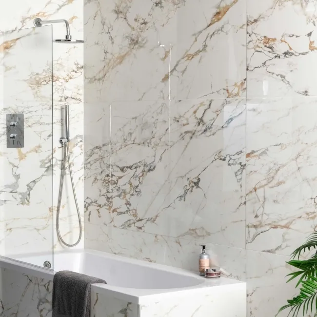 Bellagio Gold Marble Effect Polished Porcelain Large Wall and Floor Tile