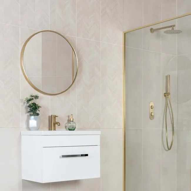 Bercy Chevron Decor Sand Concrete Effect Matt Ceramic Wall Tile