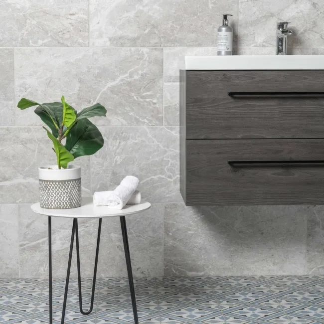 Bernini Light Grey Gloss Marble Effect Ceramic Wall Tile