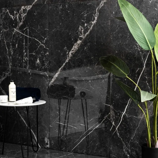Blu Del Belgio Black Polished Marble Effect Porcelain Tile