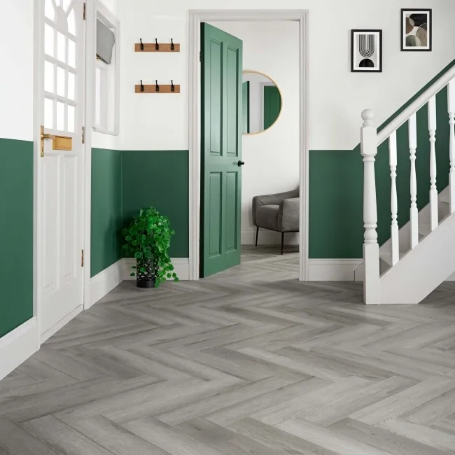 Chason Rock Grey Herringbone Luxury Click Vinyl Flooring 5mm