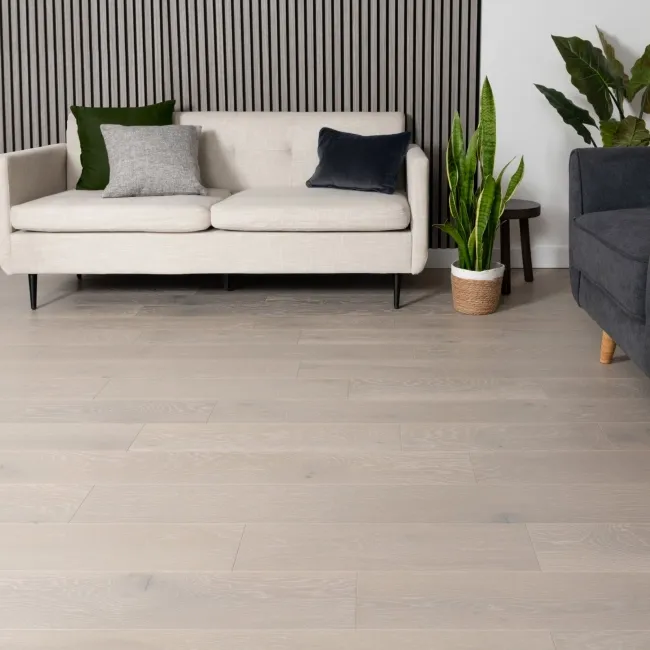Delamere Light Grey Brushed Oak Engineered Wood Flooring 13x150mm Oiled