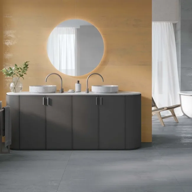 Enya Gold Concrete Effect Matt Porcelain Wall and Floor Tile