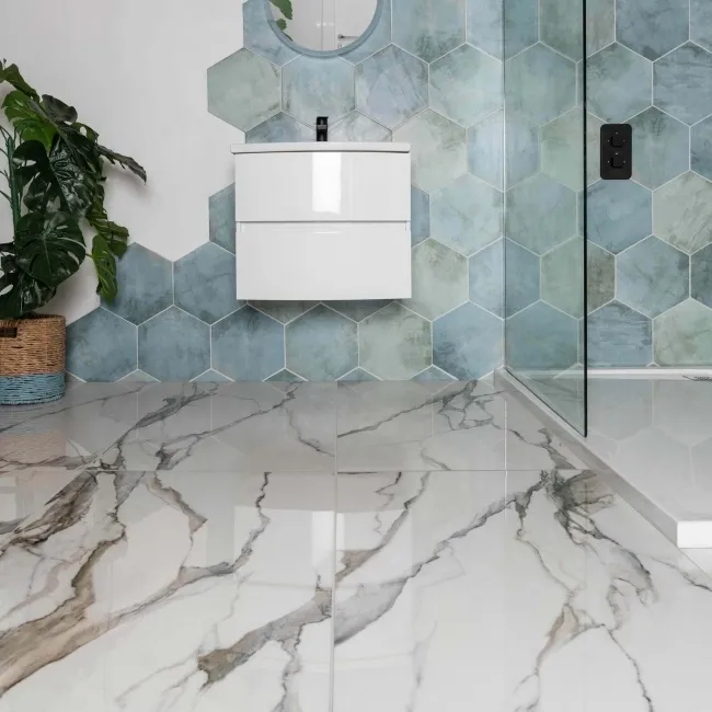 Fantasy Calacatta Taupe Polished Marble Effect Porcelain Wall and Floor Tile