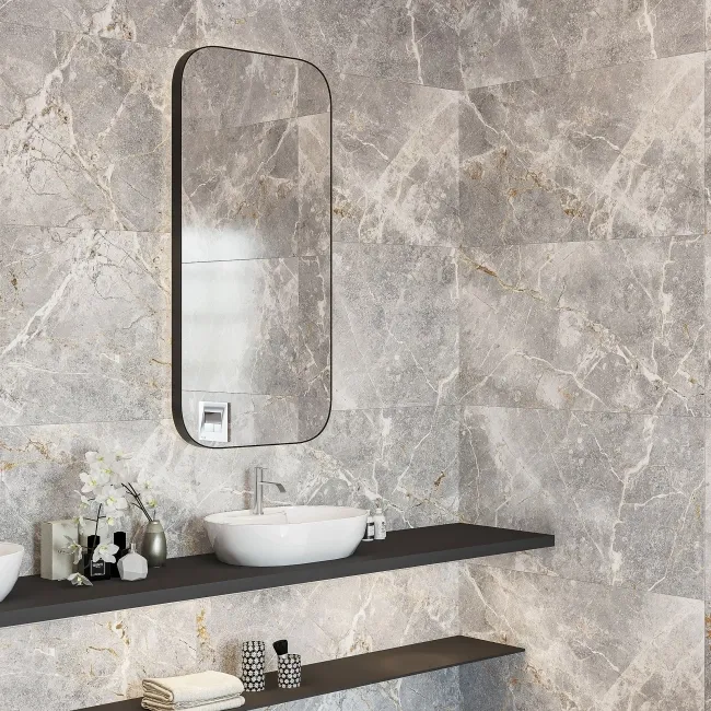 Harmony Light Grey Marble Effect Matt Porcelain Tile