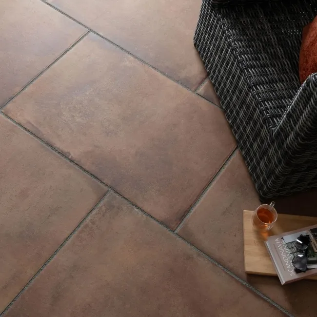 Kingsbury Terracotta Rustic Edge Stone Effect Porcelain Outdoor Slab