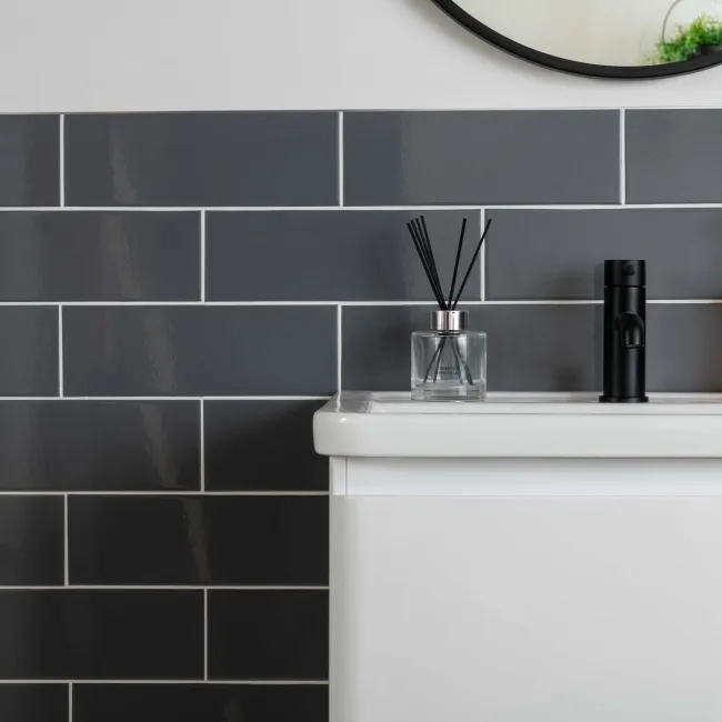 Linear Dark Grey Gloss Wall Tiles