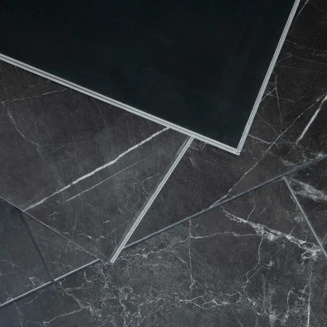 Marble Deluxe Black Grouted Tile Effect Luxury Click Vinyl Flooring 5.5mm