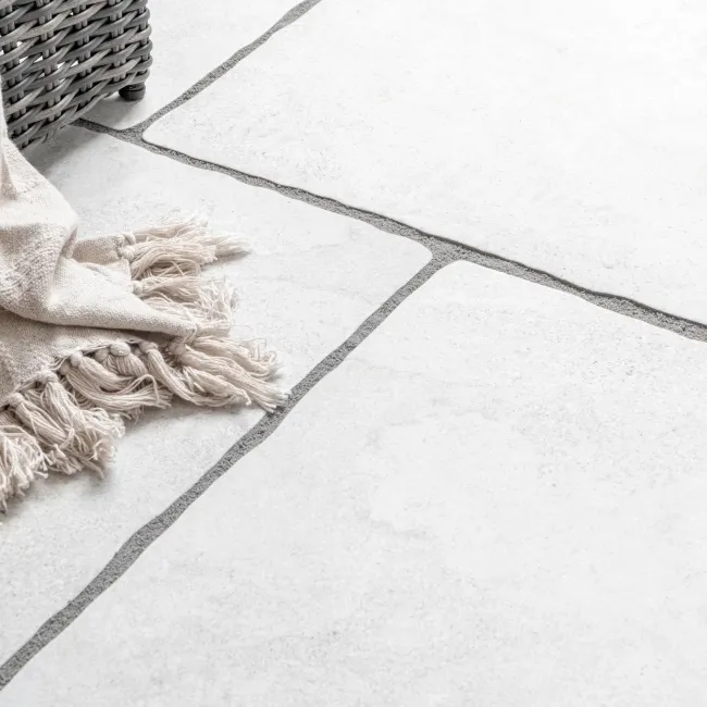 Mineral White Rustic Edge Stone Effect Porcelain Outdoor Slab