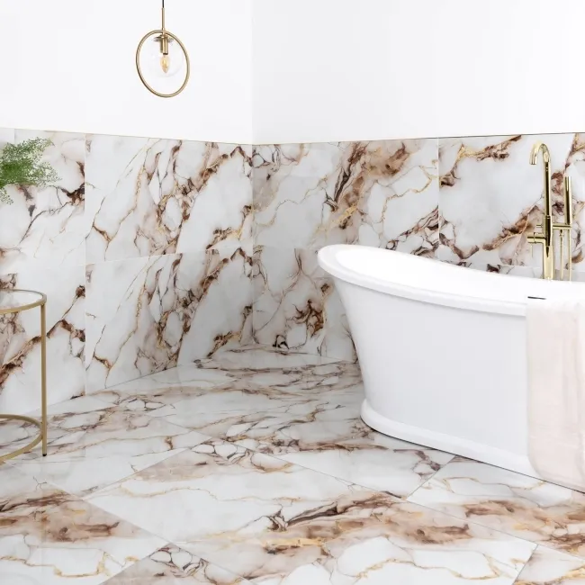 Napoli Bronze White Marble Effect Polished Porcelain Tile