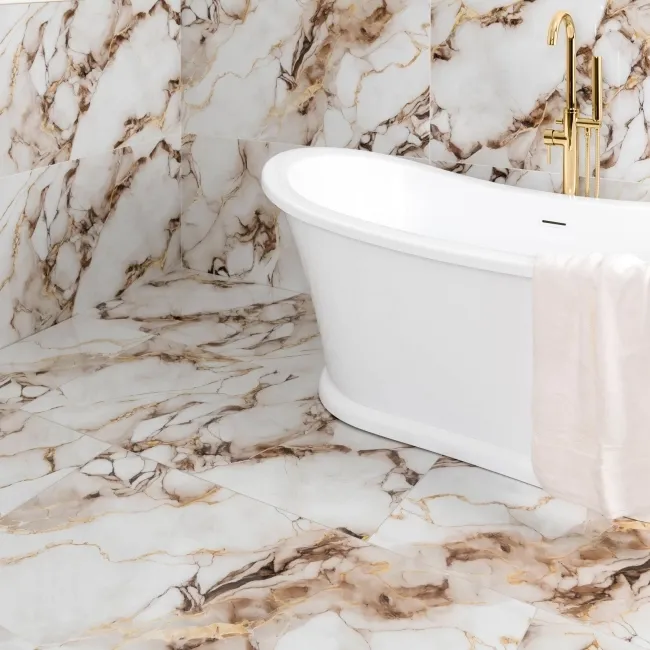 Napoli Bronze White Marble Effect Polished Porcelain Tile