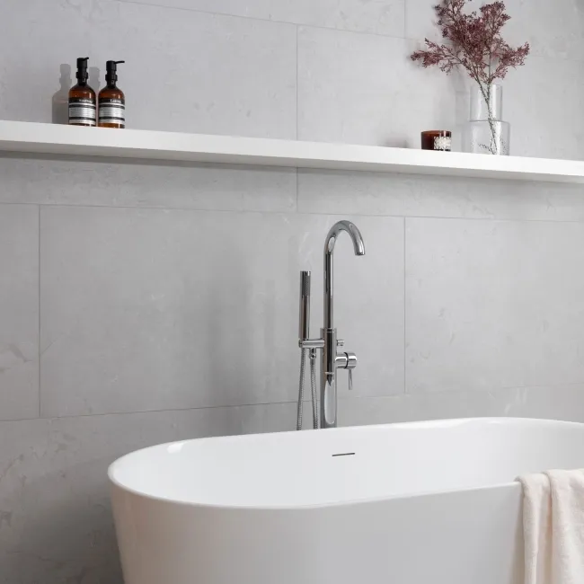 Neeko White Stone Effect Matt Porcelain Tile