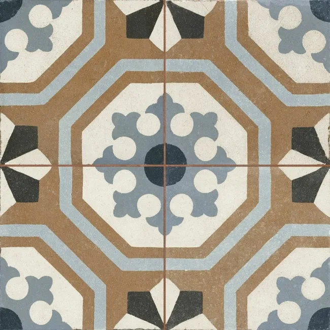 Osborne Blue Victorian Patterned  Matt Ceramic Floor Tile