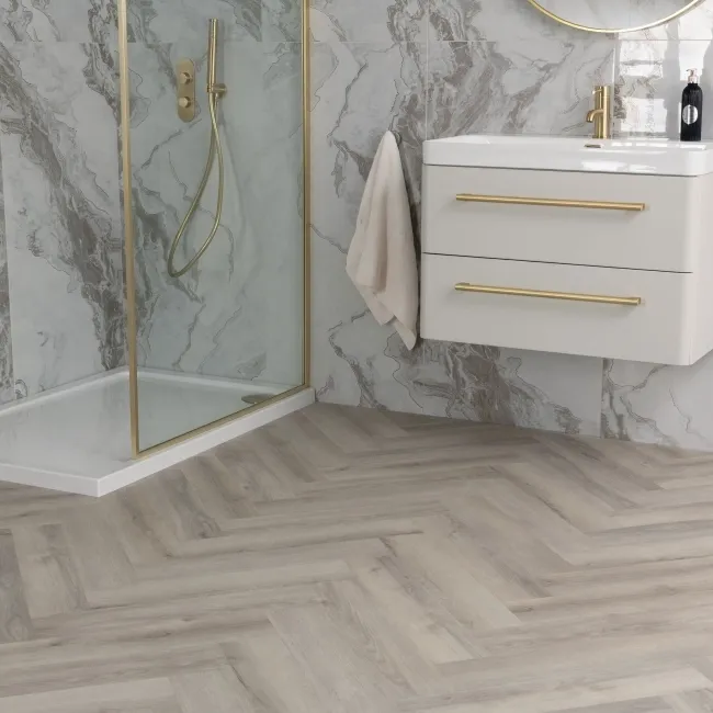 Paris Grey Oak Herringbone Luxury Click Vinyl Flooring 5mm