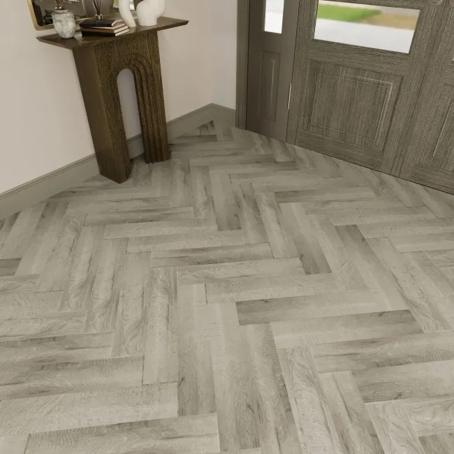 Paris Grey Oak Herringbone Luxury Click Vinyl Flooring 5mm
