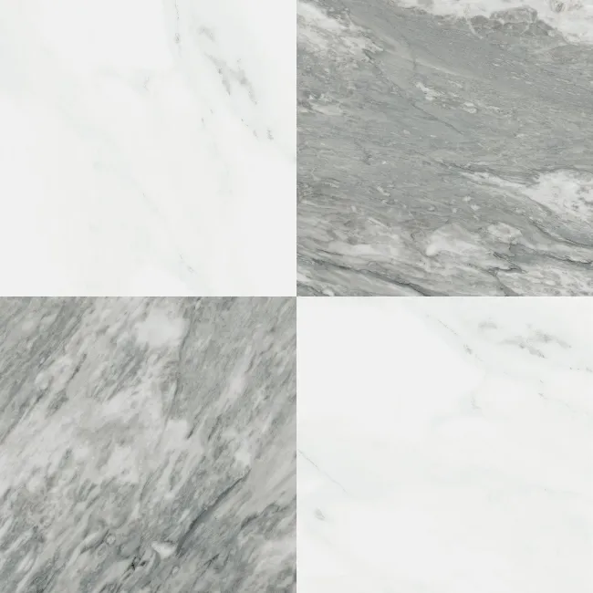 Marble Chess Effect Grey & White Matt Porcelain Tile