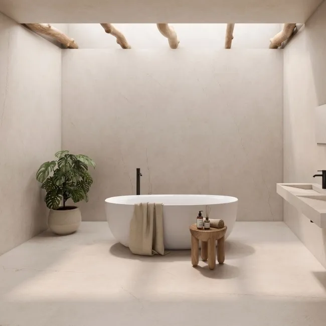 Roca Crema Delicato Marble Effect Matt Large Porcelain Tile