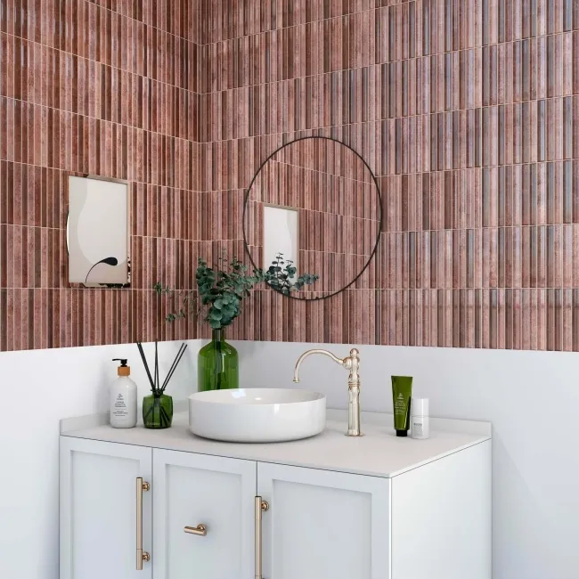 Rubik Garnet Red Kit Kat Effect Gloss Ceramic Wall Tile