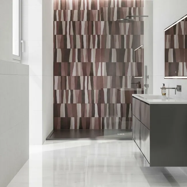 Seven Pink Abstract Decor Matt Ceramic Wall Tile