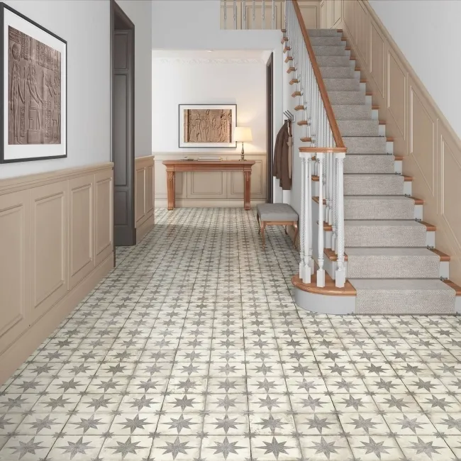 Star Grey Patterned Matt Ceramic Floor Tile