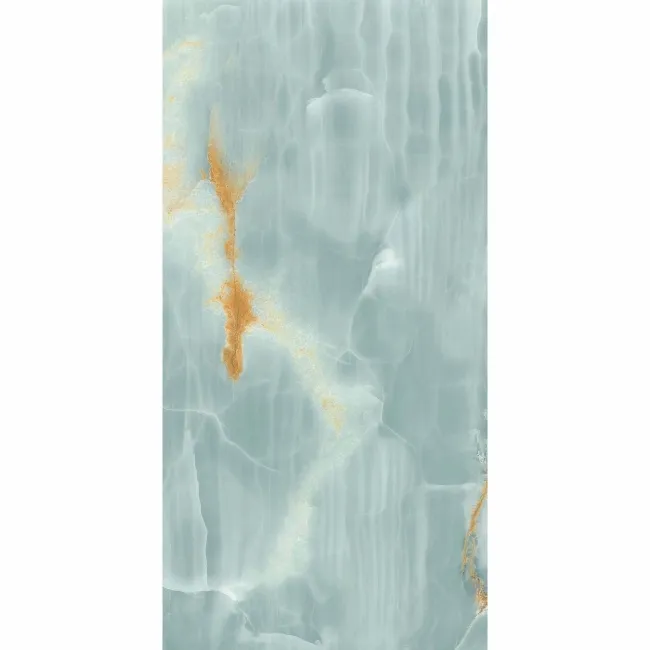 The Room Turquoise Onyx Marble Effect Polished Porcelain Wall and Floor Tile