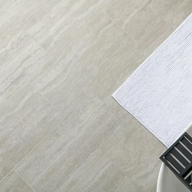 Travertino Light Grey Stone Effect Matt Porcelain Wall & Floor Tile