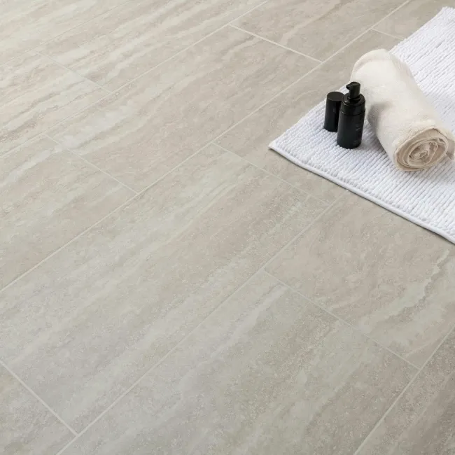 Travertino Light Grey Stone Effect Matt Porcelain Wall & Floor Tile